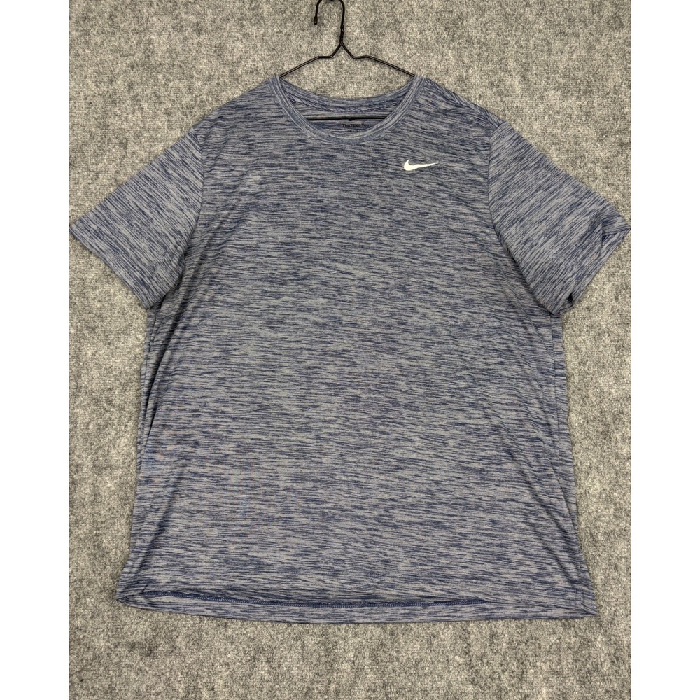 Nike Dri-FIT Mens XXL Blue SpaceDye Heathered Short Sleeve Training TShirt-Flaws
